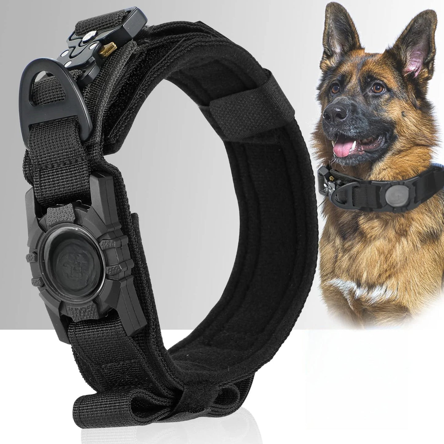 Tactical AirTag Dog Collar with Handle 🐕🎖️📍