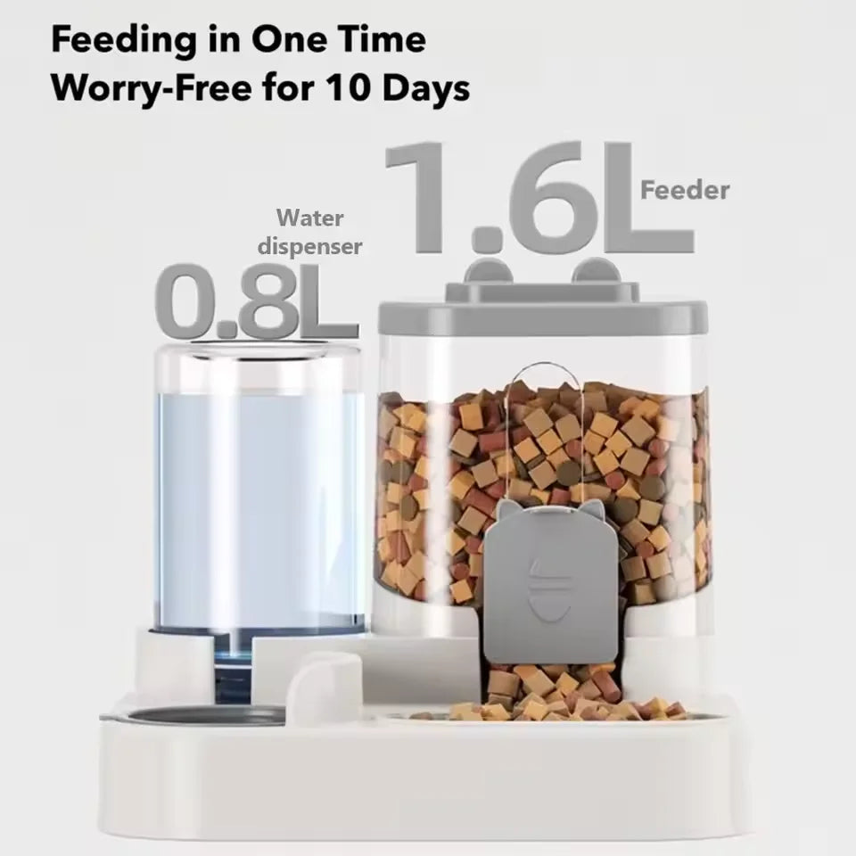 arge Capacity Automatic Pet Feeder & Water Dispenser – 2-in-1 Bowl for Cats & Dogs