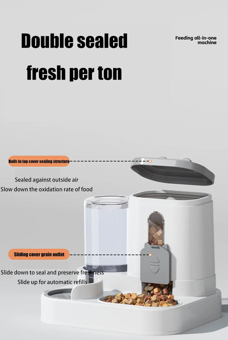 arge Capacity Automatic Pet Feeder & Water Dispenser – 2-in-1 Bowl for Cats & Dogs
