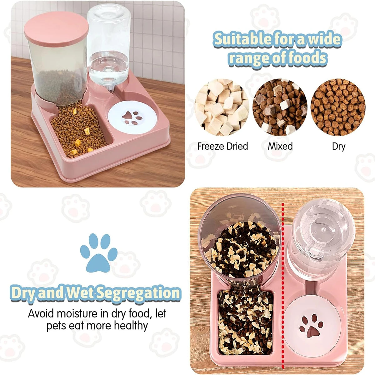 2-in-1 Tilted Automatic Pet Feeder & Water Dispenser – Gravity Bowl for Cats & Dogs