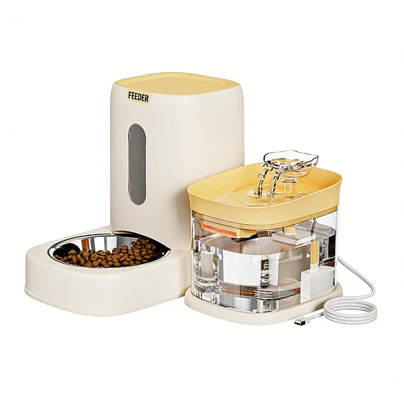 Stainless Steel Auto Pet Feeder & USB Water Bowl 🐶💧
