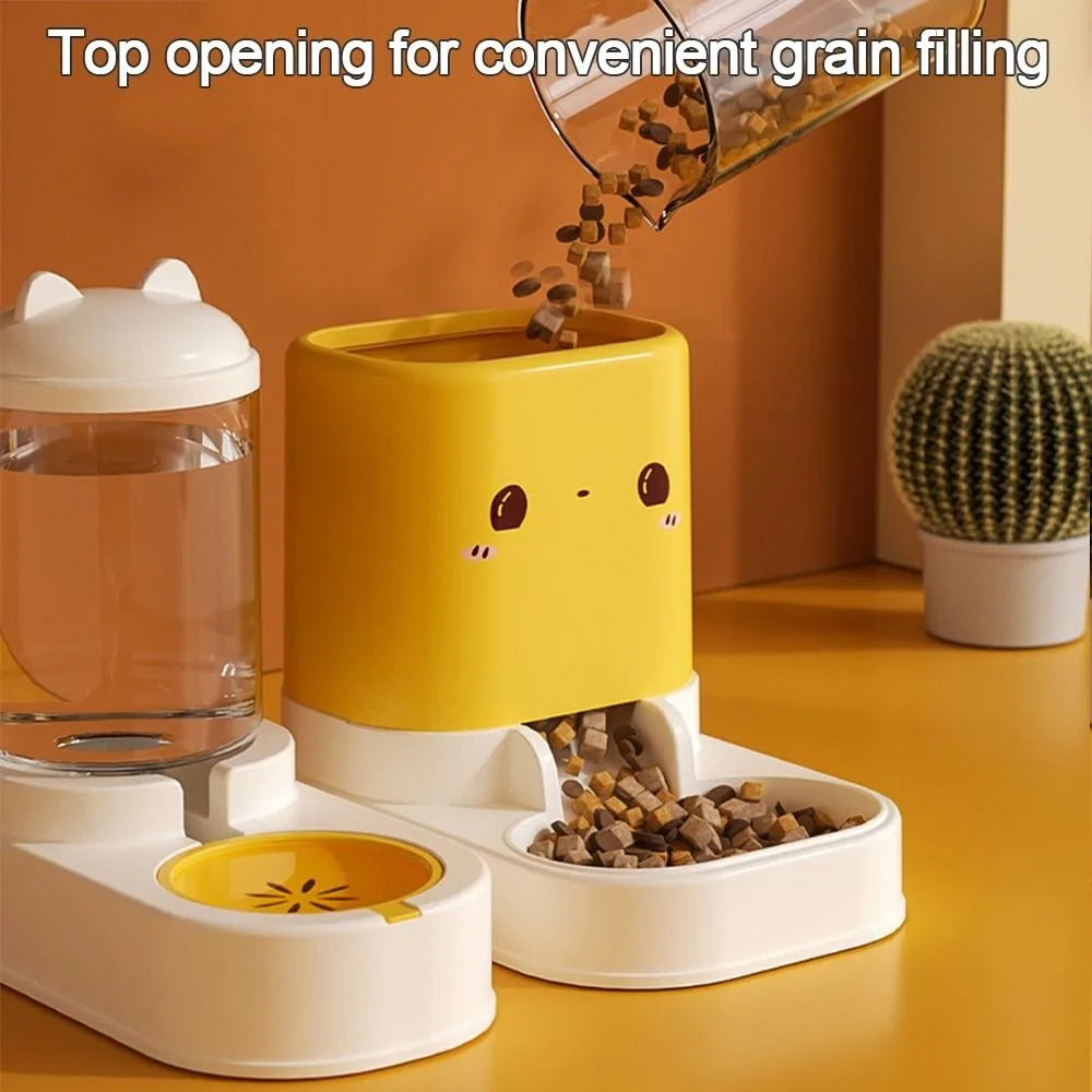 Cute Automatic Cat Feeder & Water Dispenser – Large Capacity Cat-Shaped Bowl