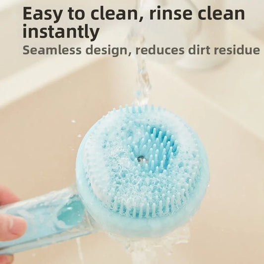 Hair Removal Pet Bath Brush 2 in 1 Design Soap Dispenser Pet Wash Brush Long Handle Soft Silicone Pet Grooming Brush Pet Bathing