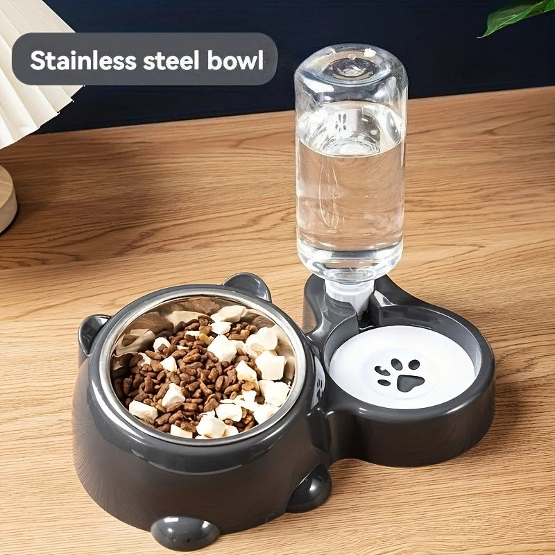 Automatic Pet Feeder & Water Dispenser – Slanted 2-in-1 Gravity Bowl for Cats & Dogs