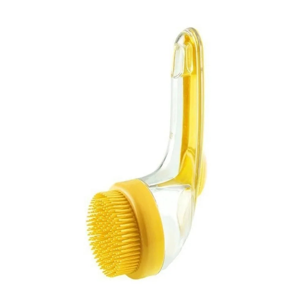 Hair Removal Pet Bath Brush 2 in 1 Design Soap Dispenser Pet Wash Brush Long Handle Soft Silicone Pet Grooming Brush Pet Bathing