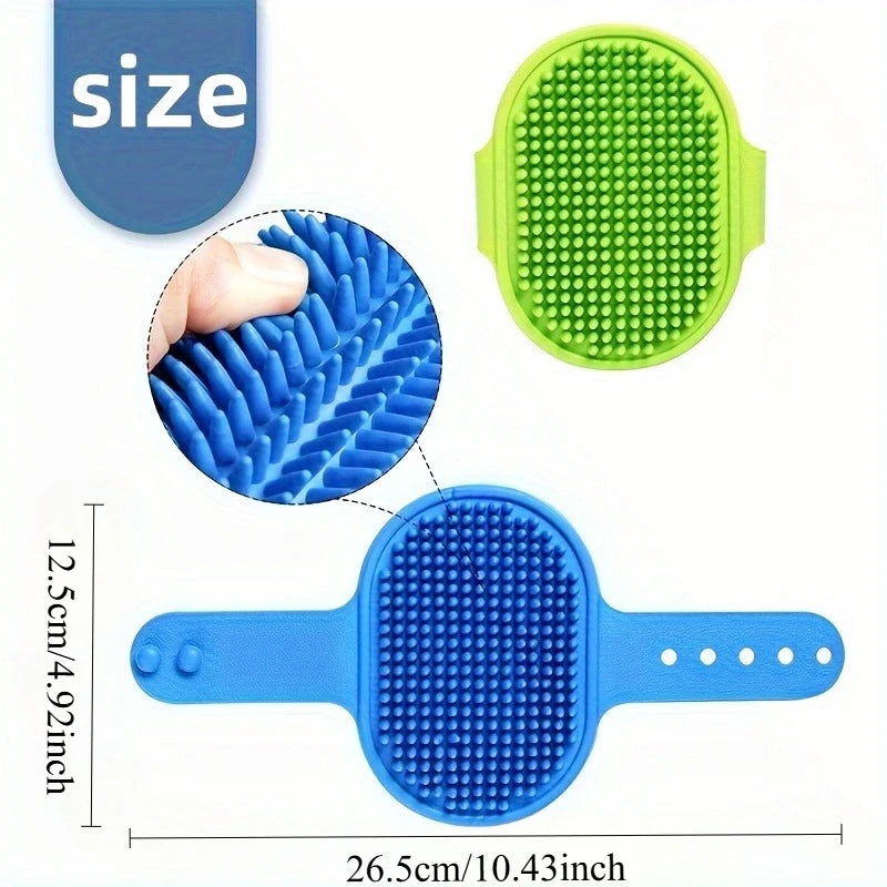 Dog Bath Brush Silicone Pet Massage Brush, Pet Shampoo Brush Massage Rubber Bathing Comb with Adjustable Circular Handle