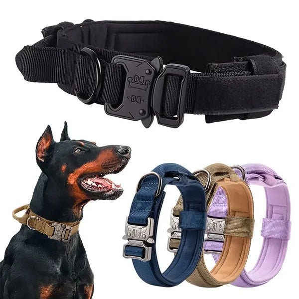 Tactical Dog Collar with Handle – Heavy Duty Training Collar for Medium & Large Dogs