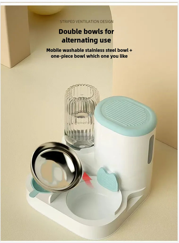 Automatic Pet Bowl Feeder & Water Dispenser – 2-in-1 Feeding Station for Cats & Dogs