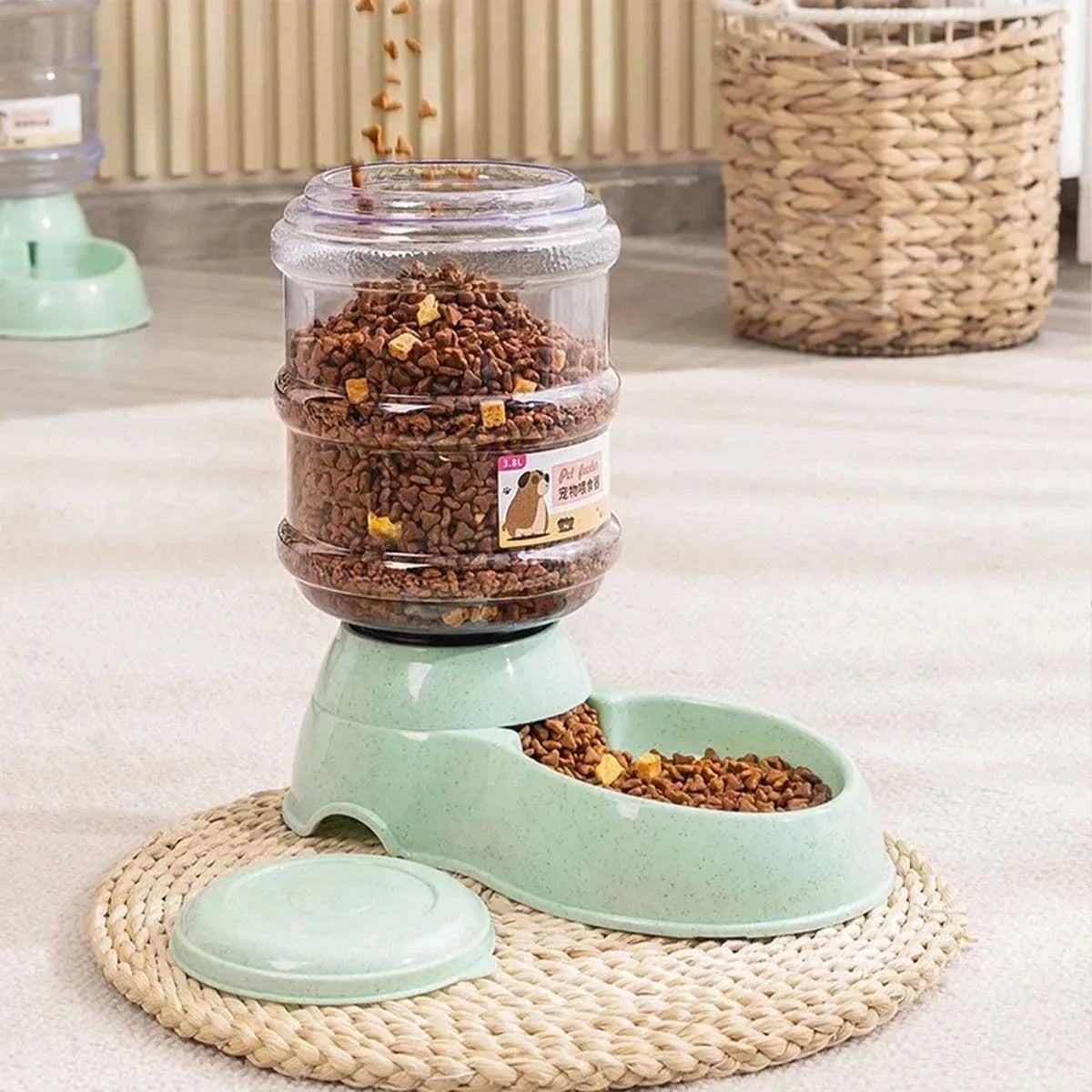 3.8L Automatic Pet Feeder & Water Dispenser – Large Capacity Bowl for Cats & Dogs