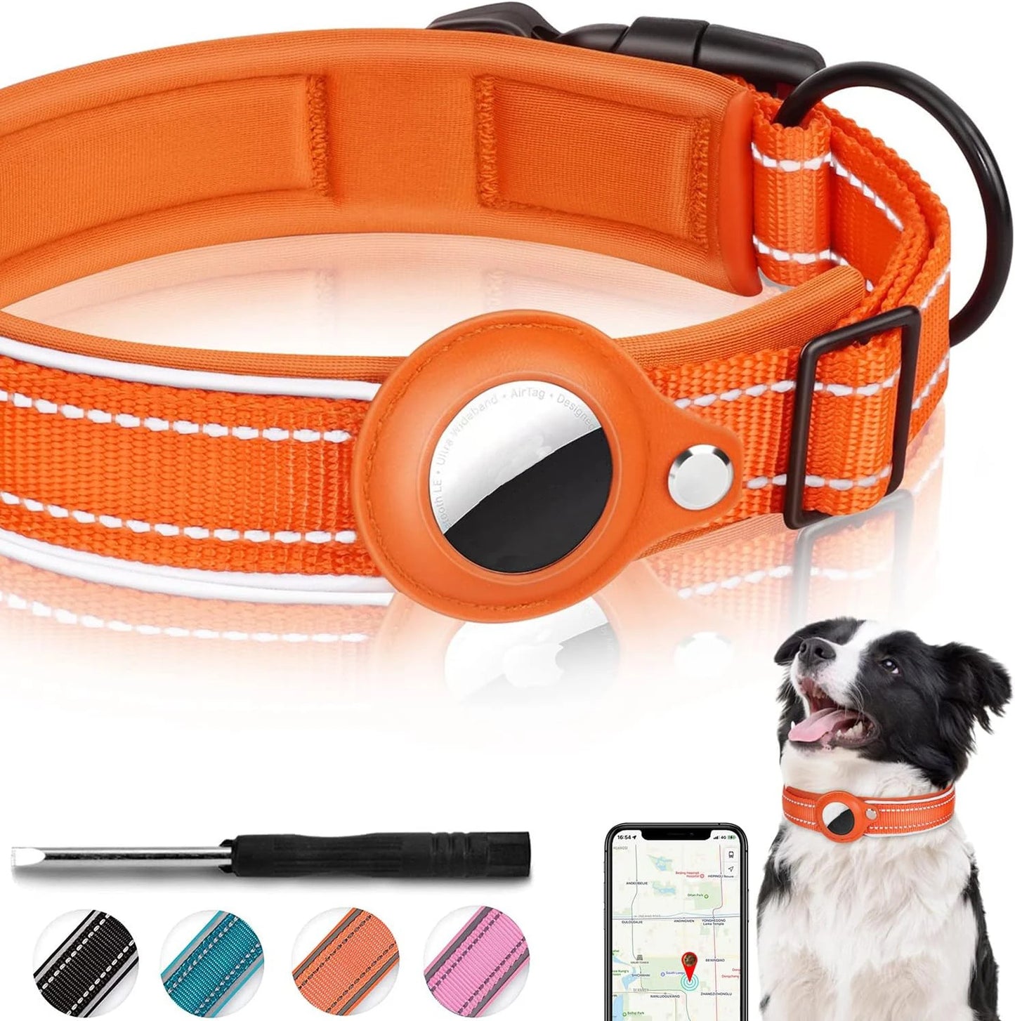 Reflective AirTag Dog Collar 🐶📍