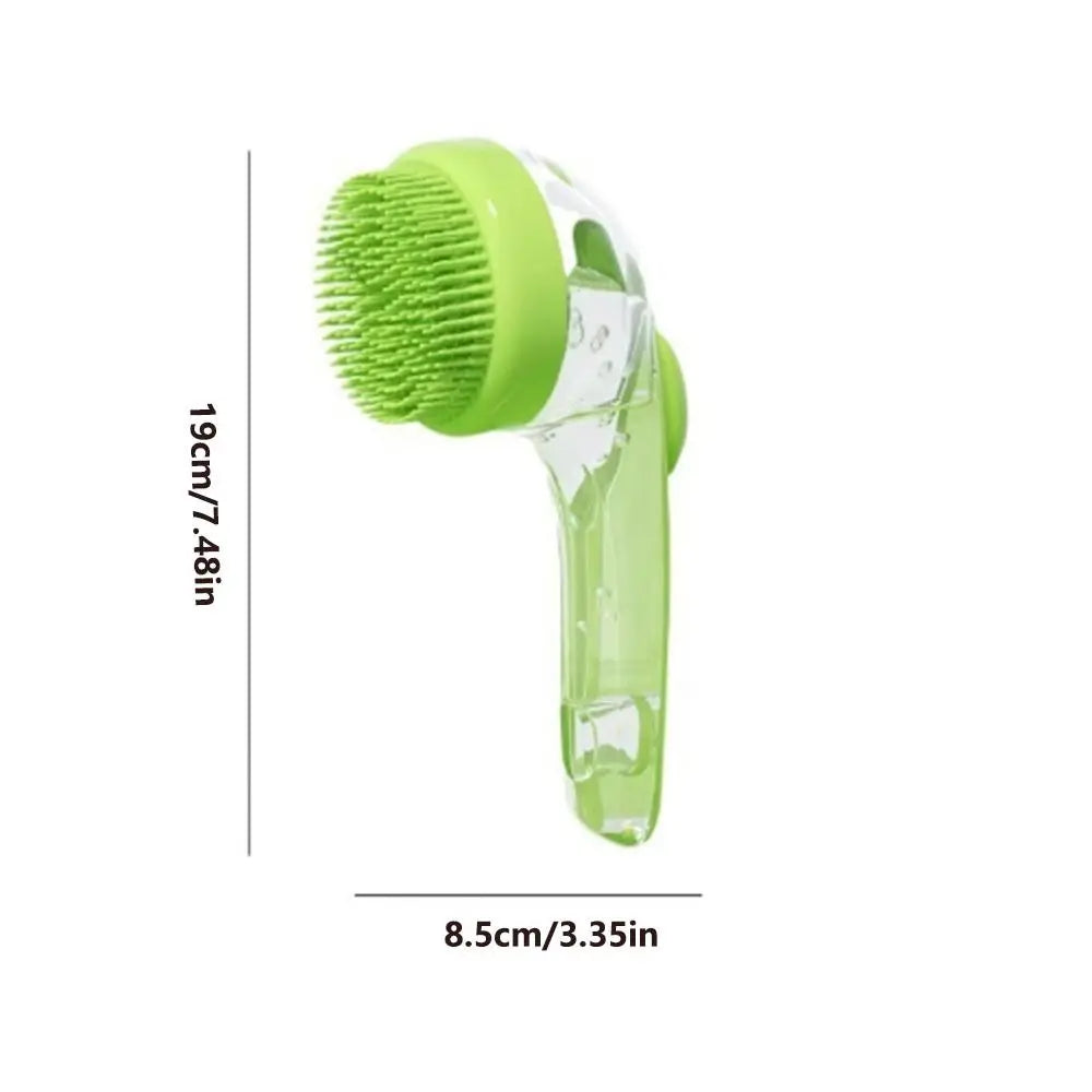 Hair Removal Pet Bath Brush 2 in 1 Design Soap Dispenser Pet Wash Brush Long Handle Soft Silicone Pet Grooming Brush Pet Bathing