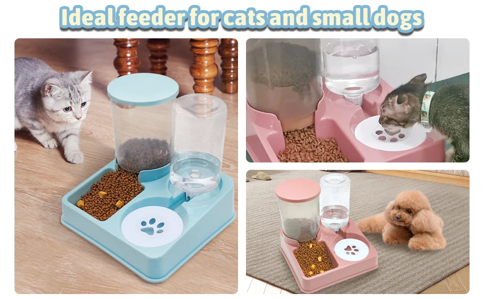 2-in-1 Tilted Automatic Pet Feeder & Water Dispenser – Gravity Bowl for Cats & Dogs