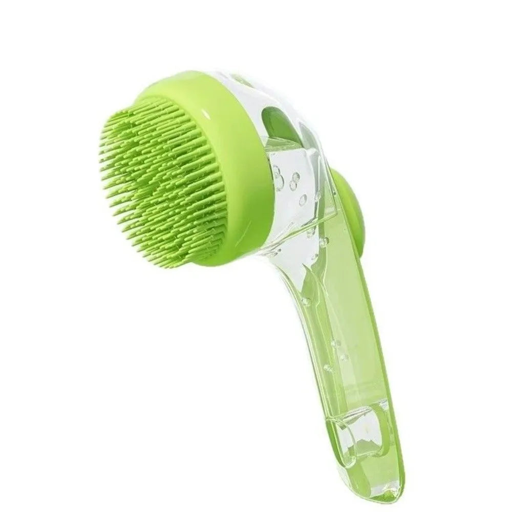 Hair Removal Pet Bath Brush 2 in 1 Design Soap Dispenser Pet Wash Brush Long Handle Soft Silicone Pet Grooming Brush Pet Bathing
