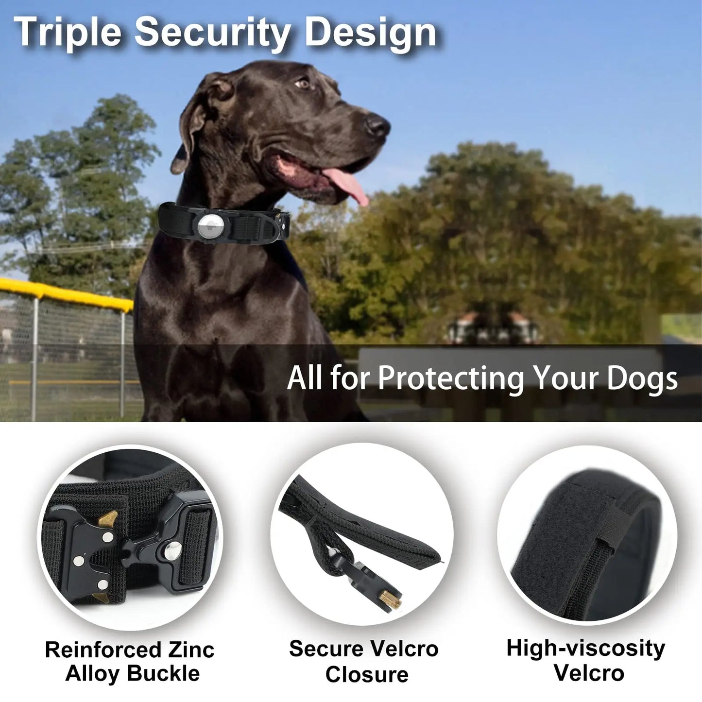 Tactical AirTag Dog Collar with Handle 🐕🎖️📍