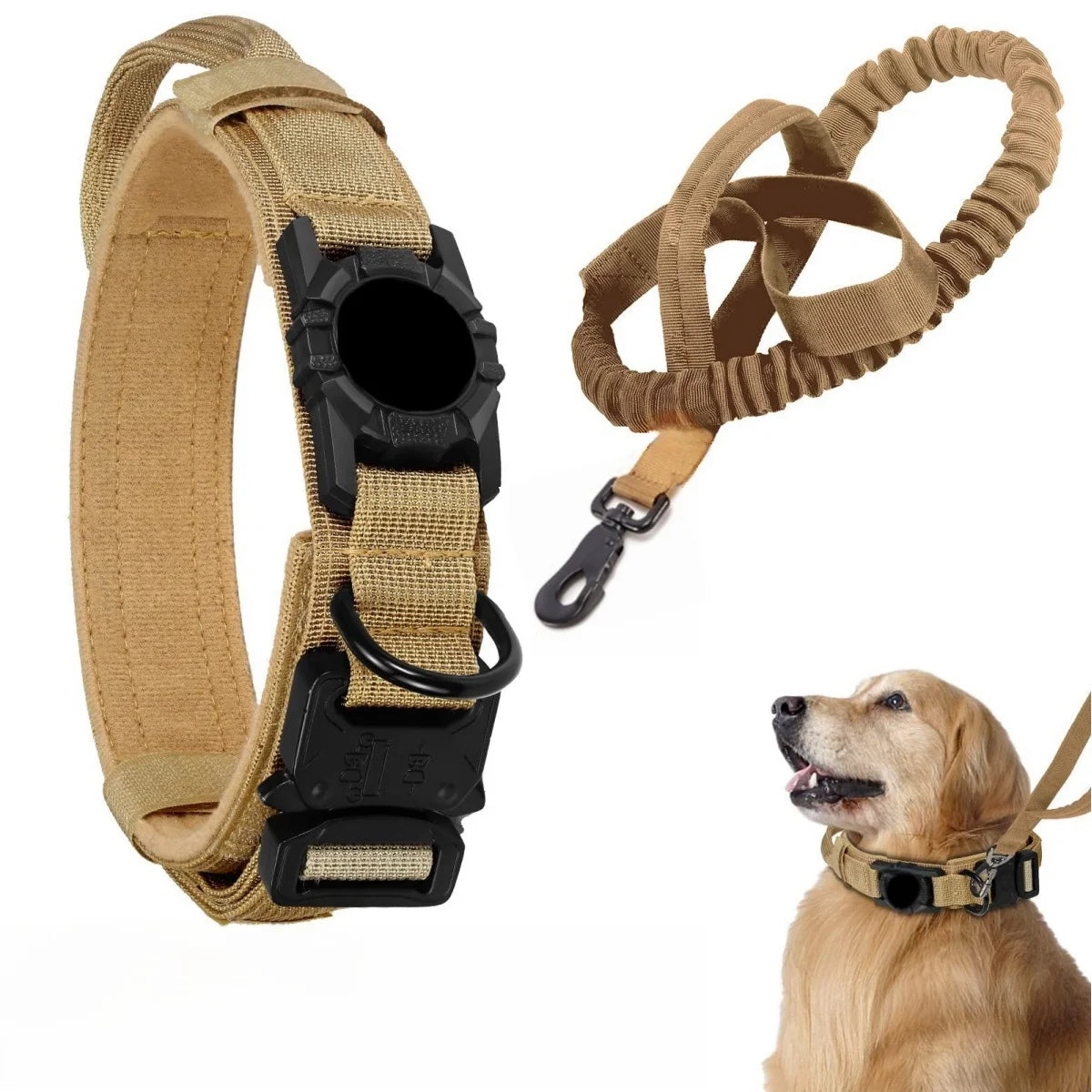 Tactical AirTag Dog Collar with Handle 🐕🎖️📍
