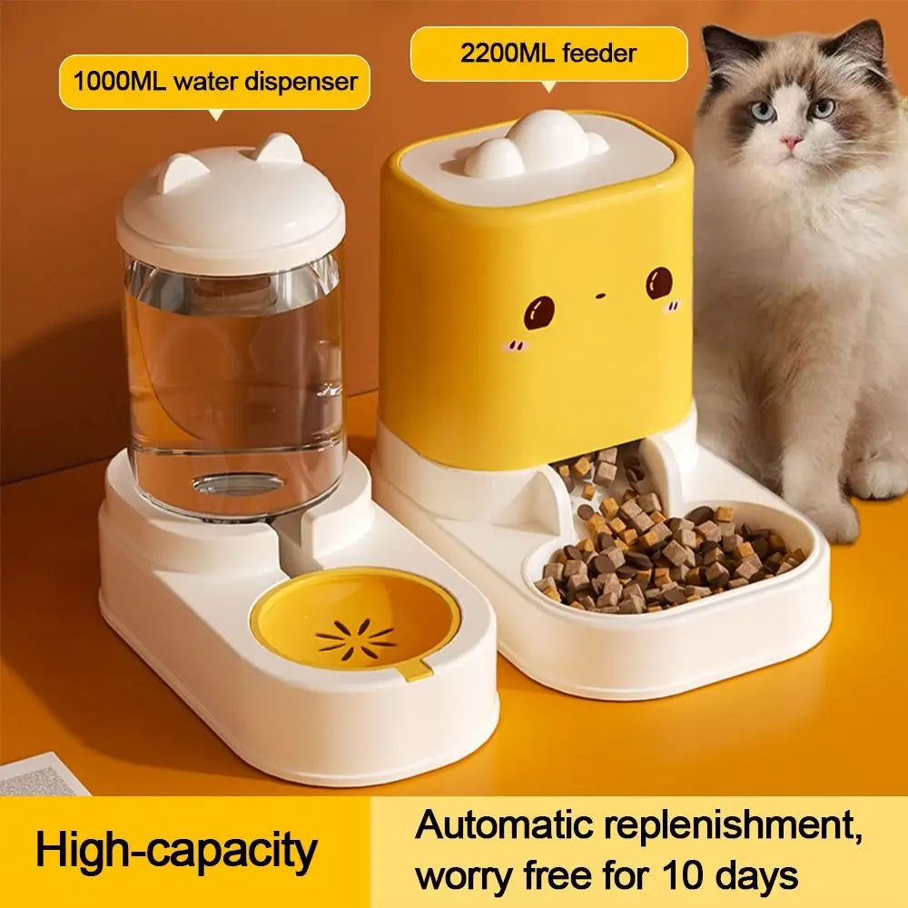 Cute Automatic Cat Feeder & Water Dispenser – Large Capacity Cat-Shaped Bowl