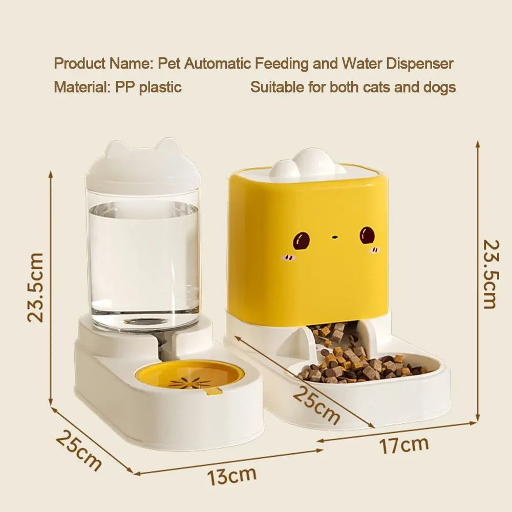 Cute Automatic Cat Feeder & Water Dispenser – Large Capacity Cat-Shaped Bowl