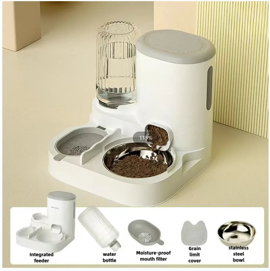 Automatic Pet Bowl Feeder & Water Dispenser – 2-in-1 Feeding Station for Cats & Dogs
