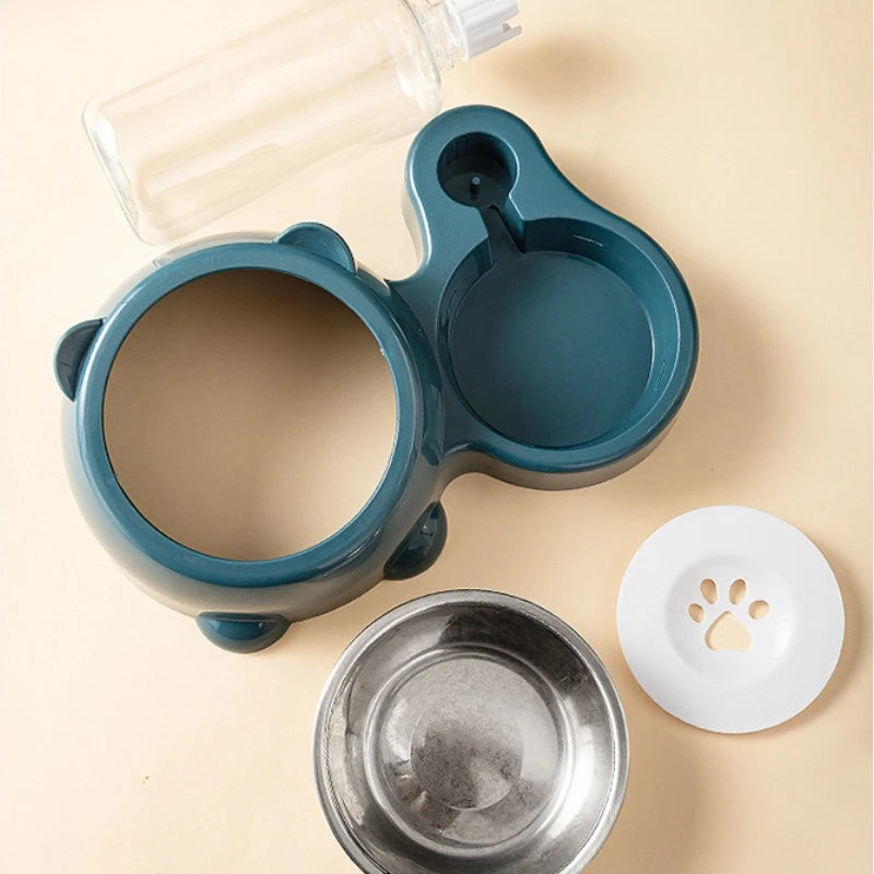 Automatic Pet Feeder & Water Dispenser – Slanted 2-in-1 Gravity Bowl for Cats & Dogs