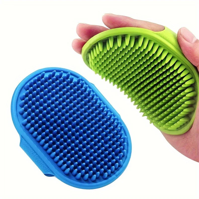 Dog Bath Brush Silicone Pet Massage Brush, Pet Shampoo Brush Massage Rubber Bathing Comb with Adjustable Circular Handle