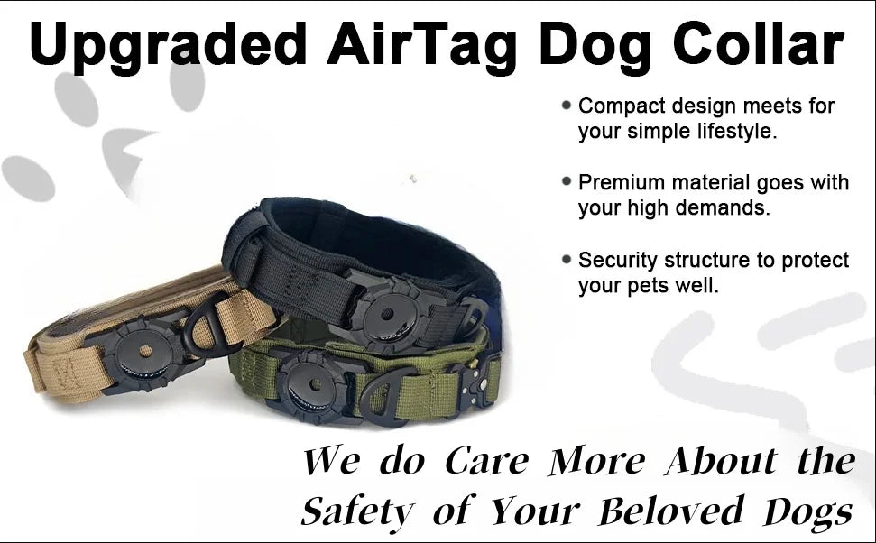 Tactical AirTag Dog Collar with Handle 🐕🎖️📍