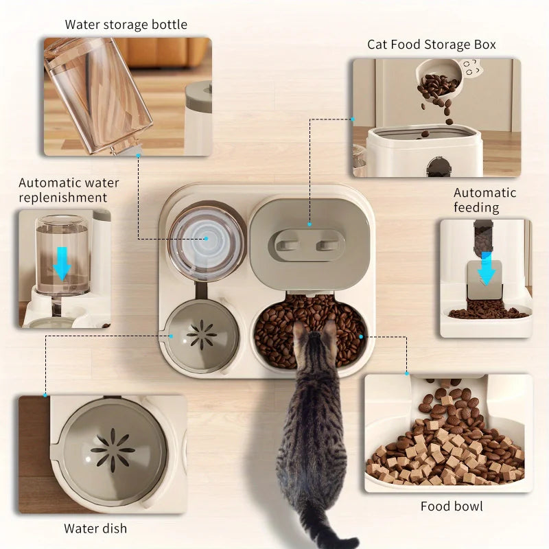 Spill-Proof Auto Pet Feeder & Water Fountain 🐱💧