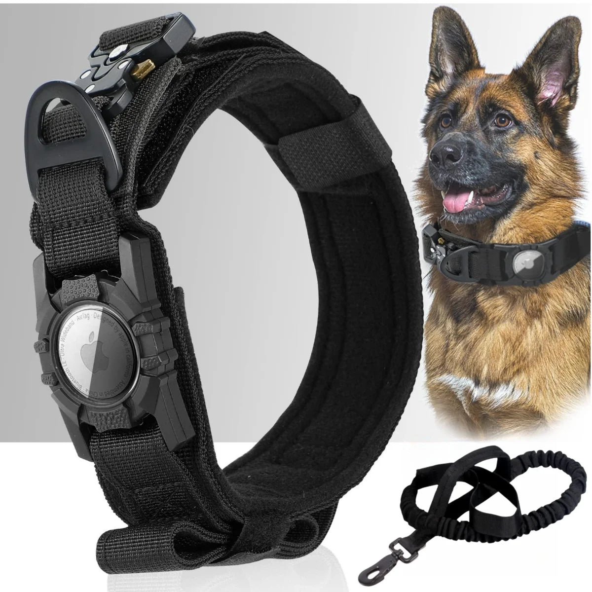 Tactical AirTag Dog Collar with Handle 🐕🎖️📍