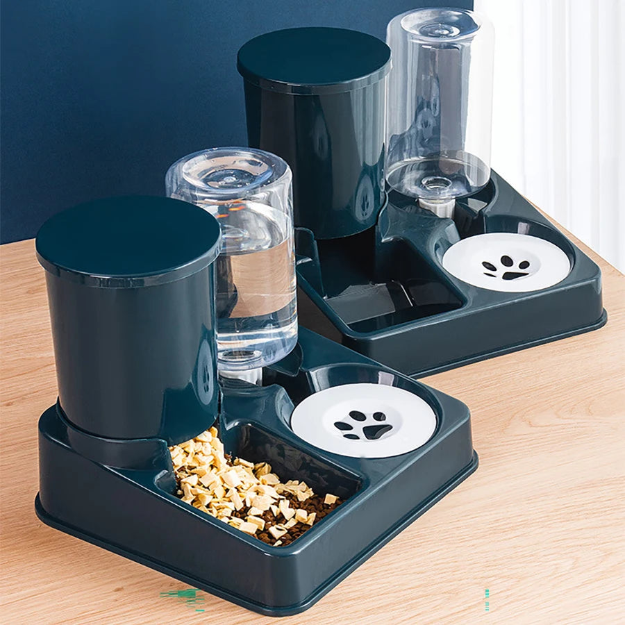 2-in-1 Tilted Automatic Pet Feeder & Water Dispenser – Gravity Bowl for Cats & Dogs