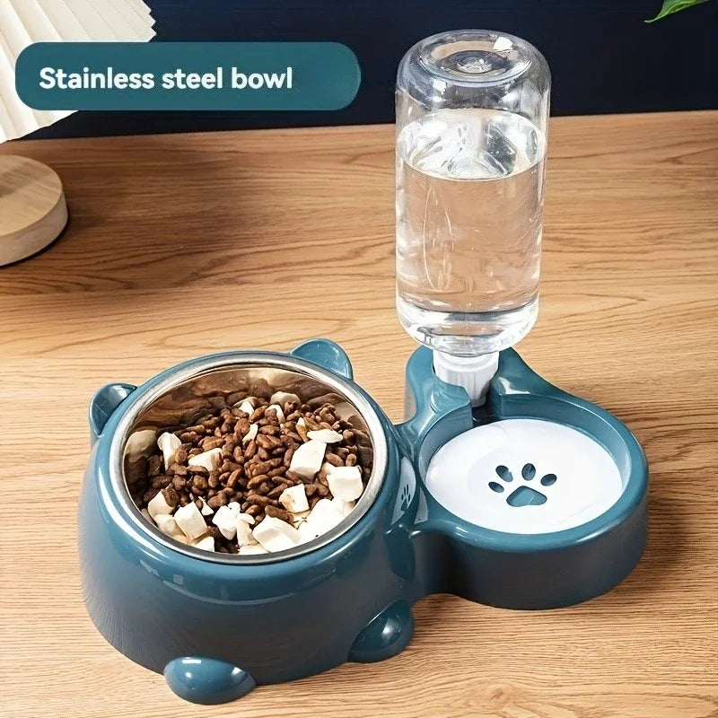 Automatic Pet Feeder & Water Dispenser – Slanted 2-in-1 Gravity Bowl for Cats & Dogs