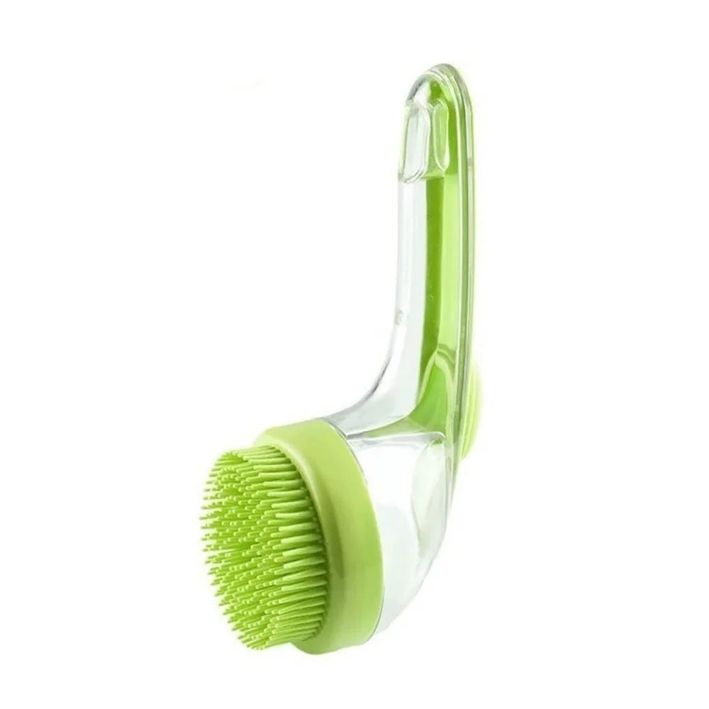 Hair Removal Pet Bath Brush 2 in 1 Design Soap Dispenser Pet Wash Brush Long Handle Soft Silicone Pet Grooming Brush Pet Bathing