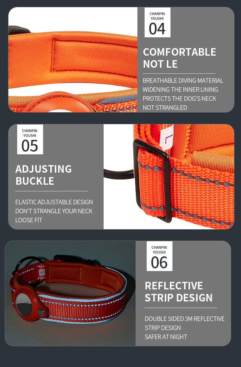 Reflective AirTag Dog Collar 🐶📍