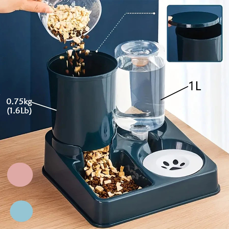 2-in-1 Tilted Automatic Pet Feeder & Water Dispenser – Gravity Bowl for Cats & Dogs