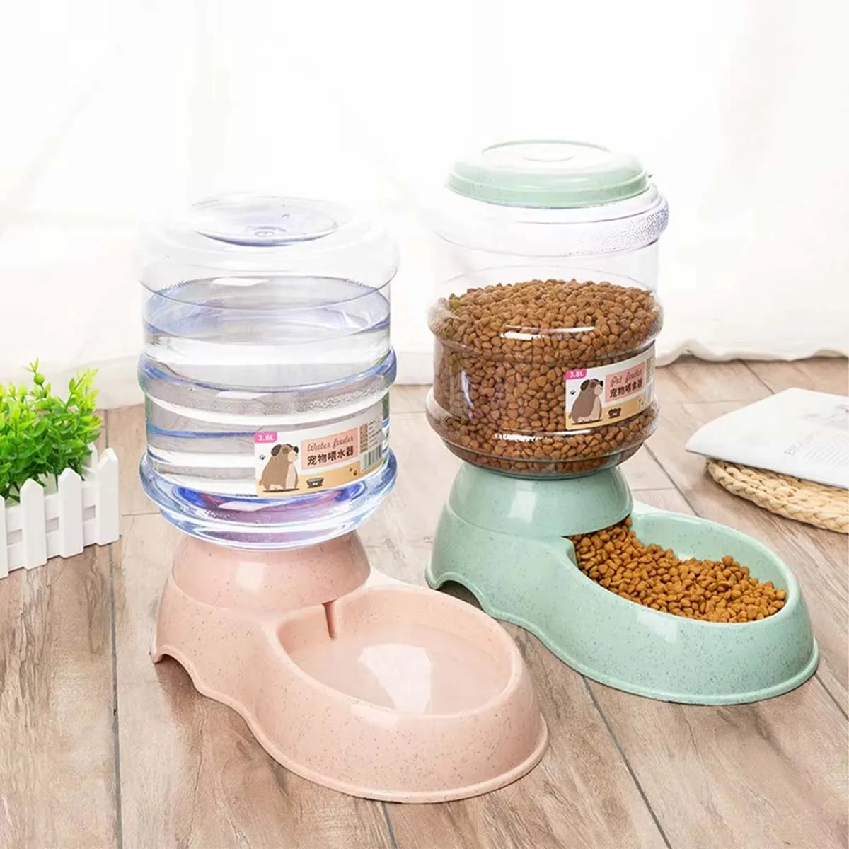 3.8L Automatic Pet Feeder & Water Dispenser – Large Capacity Bowl for Cats & Dogs