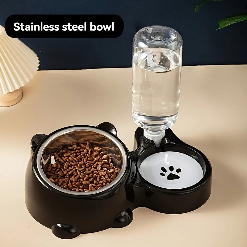 Automatic Pet Feeder & Water Dispenser – Slanted 2-in-1 Gravity Bowl for Cats & Dogs