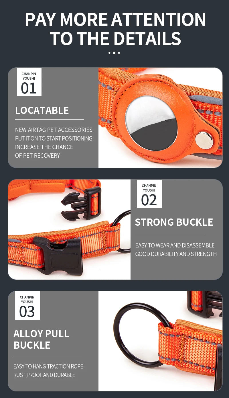Reflective AirTag Dog Collar 🐶📍