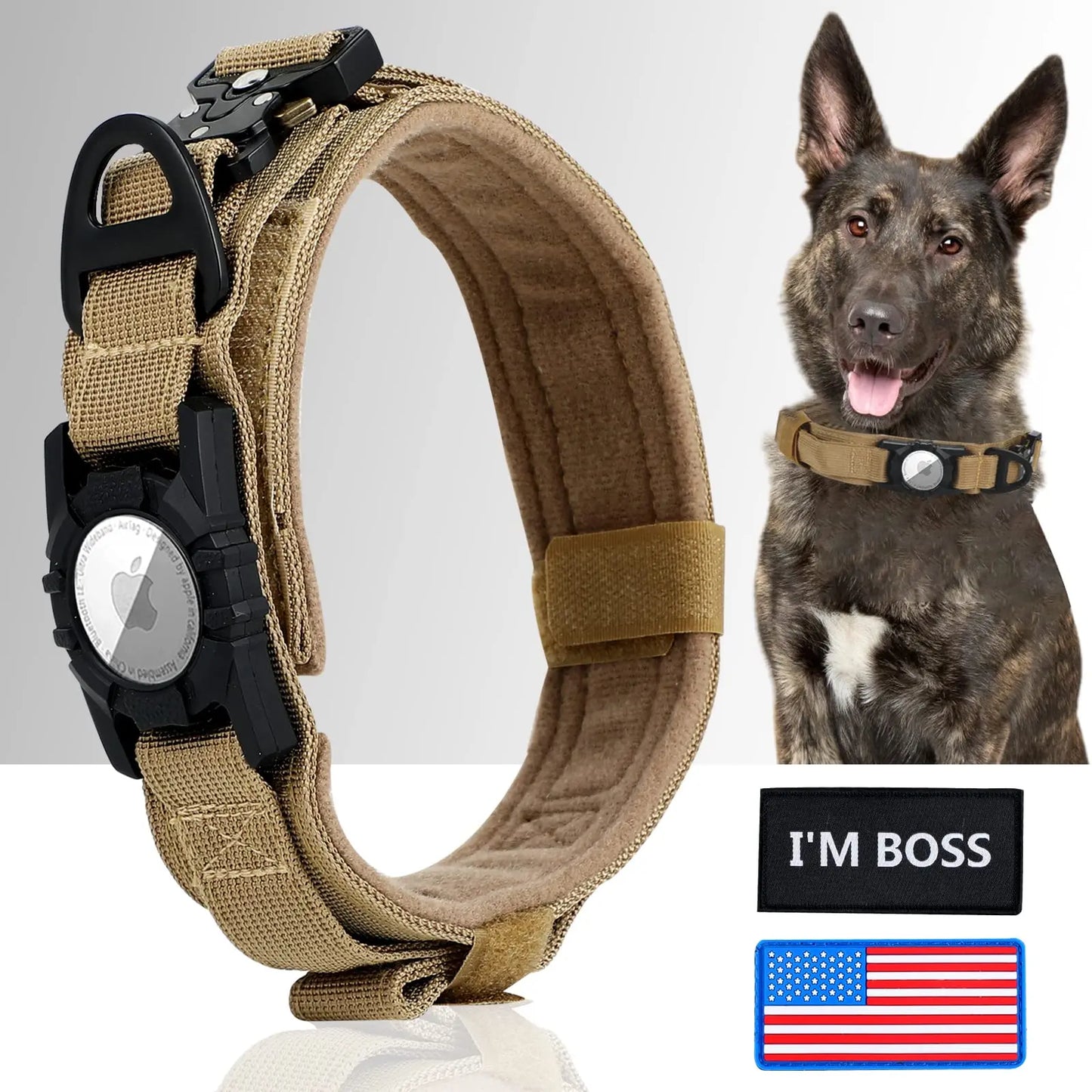 Tactical AirTag Dog Collar with Handle 🐕🎖️📍