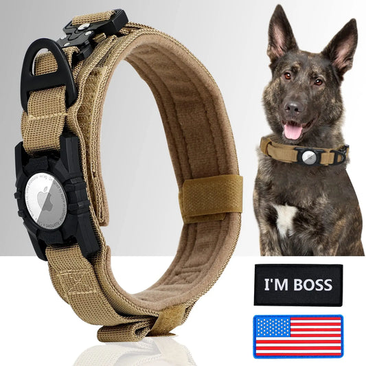 Tactical AirTag Dog Collar with Handle 🐕🎖️📍