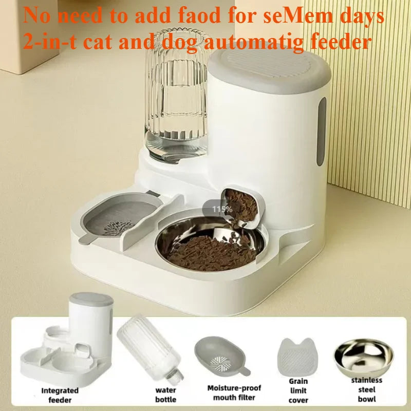 Automatic Pet Bowl Feeder & Water Dispenser – 2-in-1 Feeding Station for Cats & Dogs