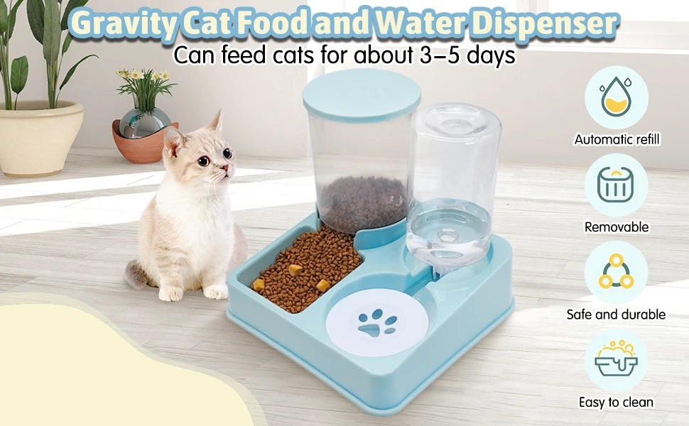 2-in-1 Tilted Automatic Pet Feeder & Water Dispenser – Gravity Bowl for Cats & Dogs