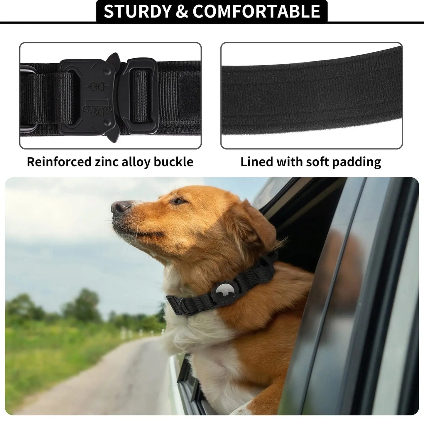Tactical AirTag Dog Collar with Handle 🐕🎖️📍